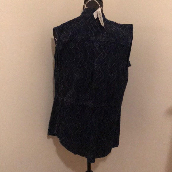 Navy button up fitted shirt/ vest - Picture 3 of 4